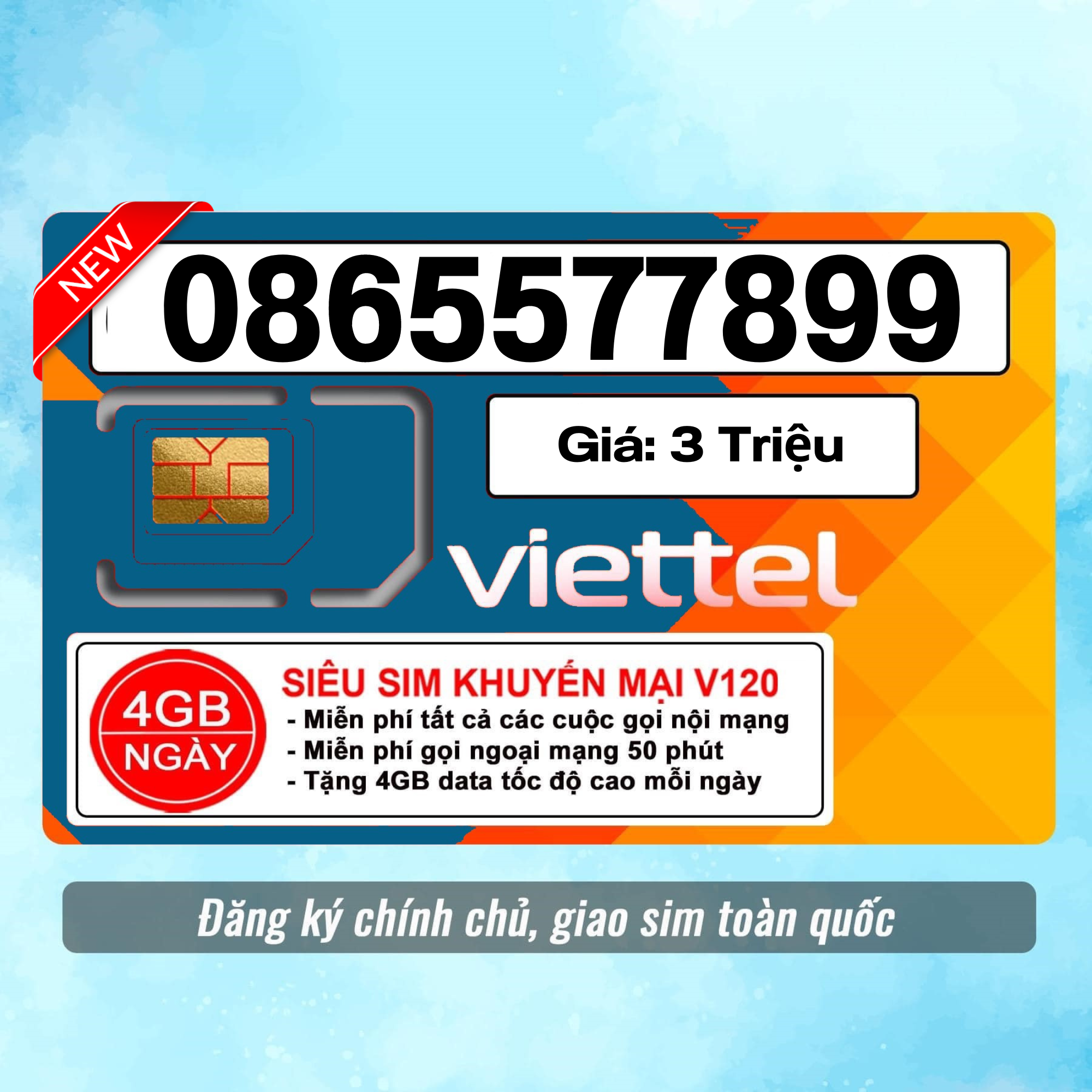 Sim Viettel số đẹp - Hàng chính hãng - 0865577899