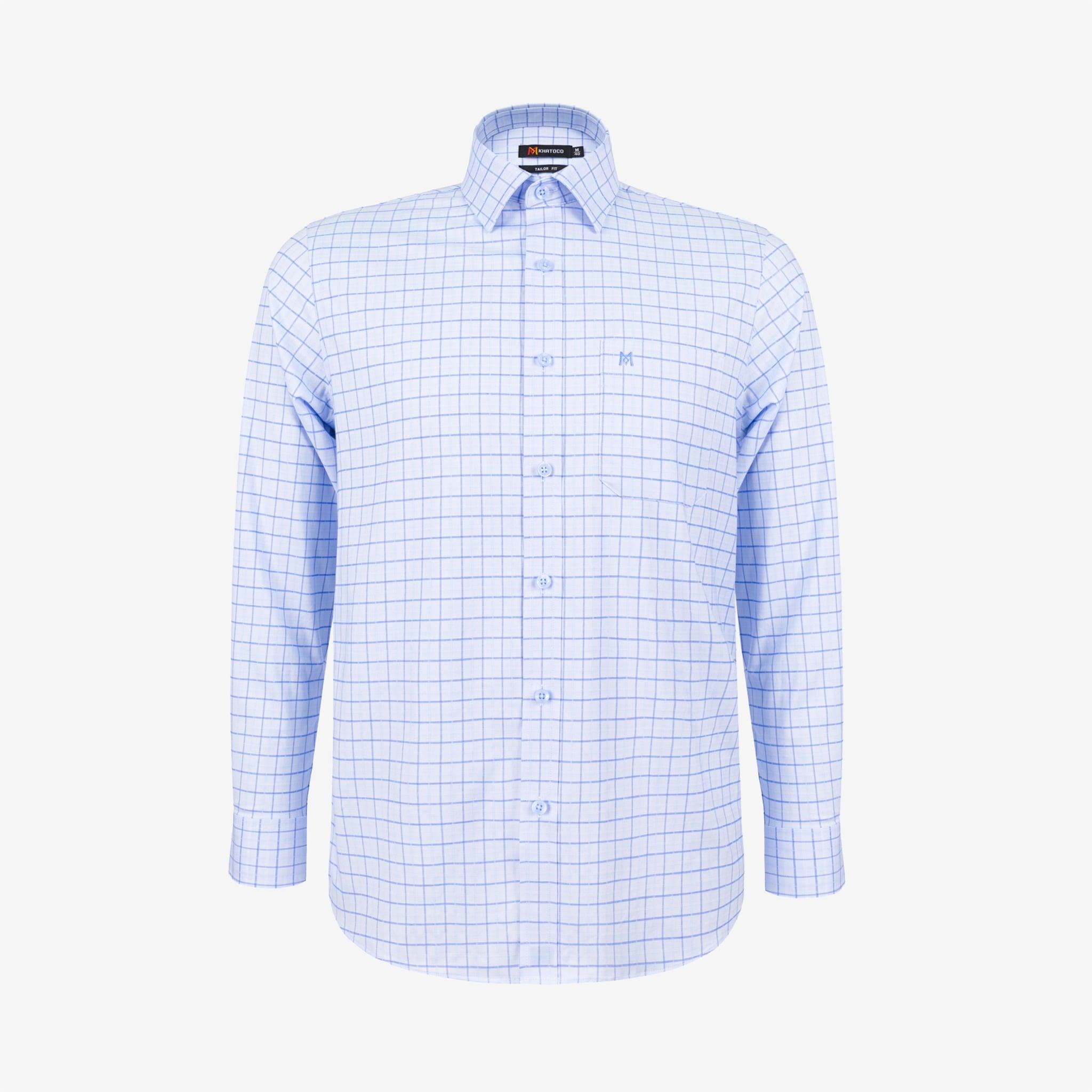 Áo sơ mi nam KHATOCO Tailor Fit dài tay A1MD538T1-CNCR848-2711-D