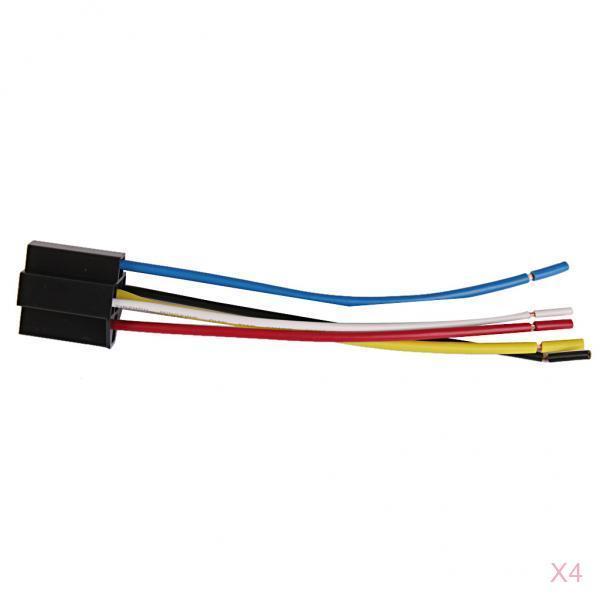 4 Pieces Car 12V 12 DC 40A AMP Relay Harness Socket Plug 5Pin 5 Wire