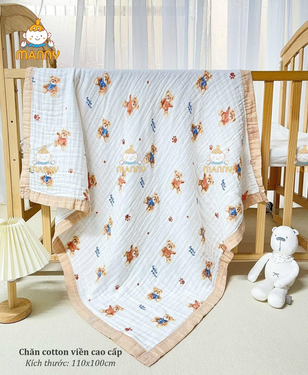 Khăn Xô Đa Năng Viền Màu MANNY Mềm Mại, Thấm Hút Tốt, Dùng Làm Khăn Tắm, Khăn Ủ, Chăn Đắp - KT 100x100cm