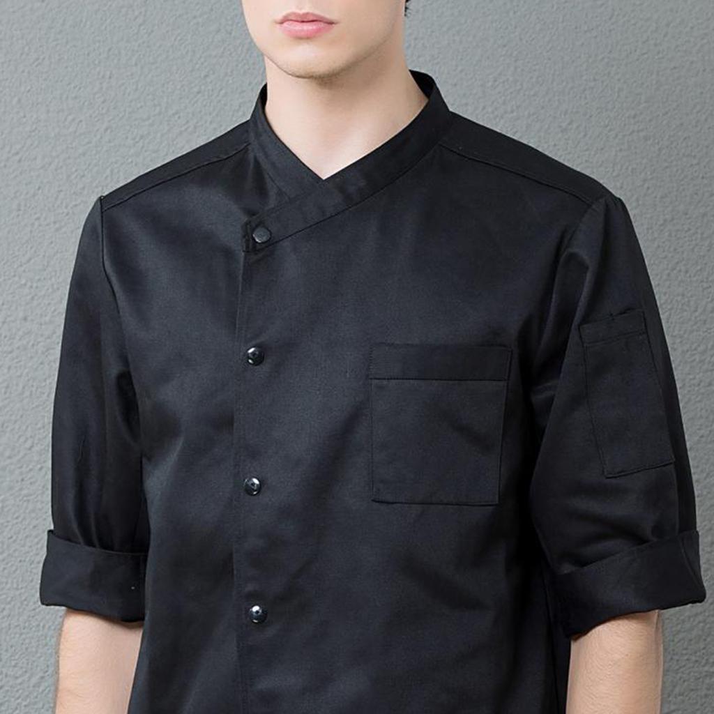 3/4 Sleeve Chef' Jacket Kitchen Cook Coat Uniforms Unisex Black