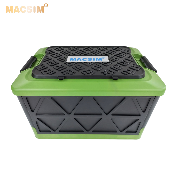 Hộp đựng đồ xếp gọn 2 ngăn 50L kích thước 50cm x 34cm x 31cm - hộp đựng đồ trong cốp ô tô nhãn hiệu Macsim chất liệu PP cao cấp màu đen pha xanh lá