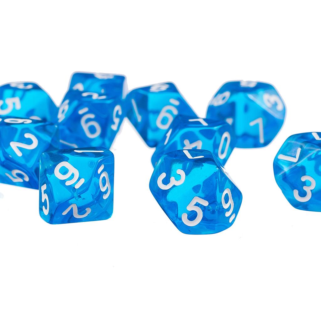 20 Pieces D10 Polyhedral Dice for Dungeons and Dragons Blue+Green