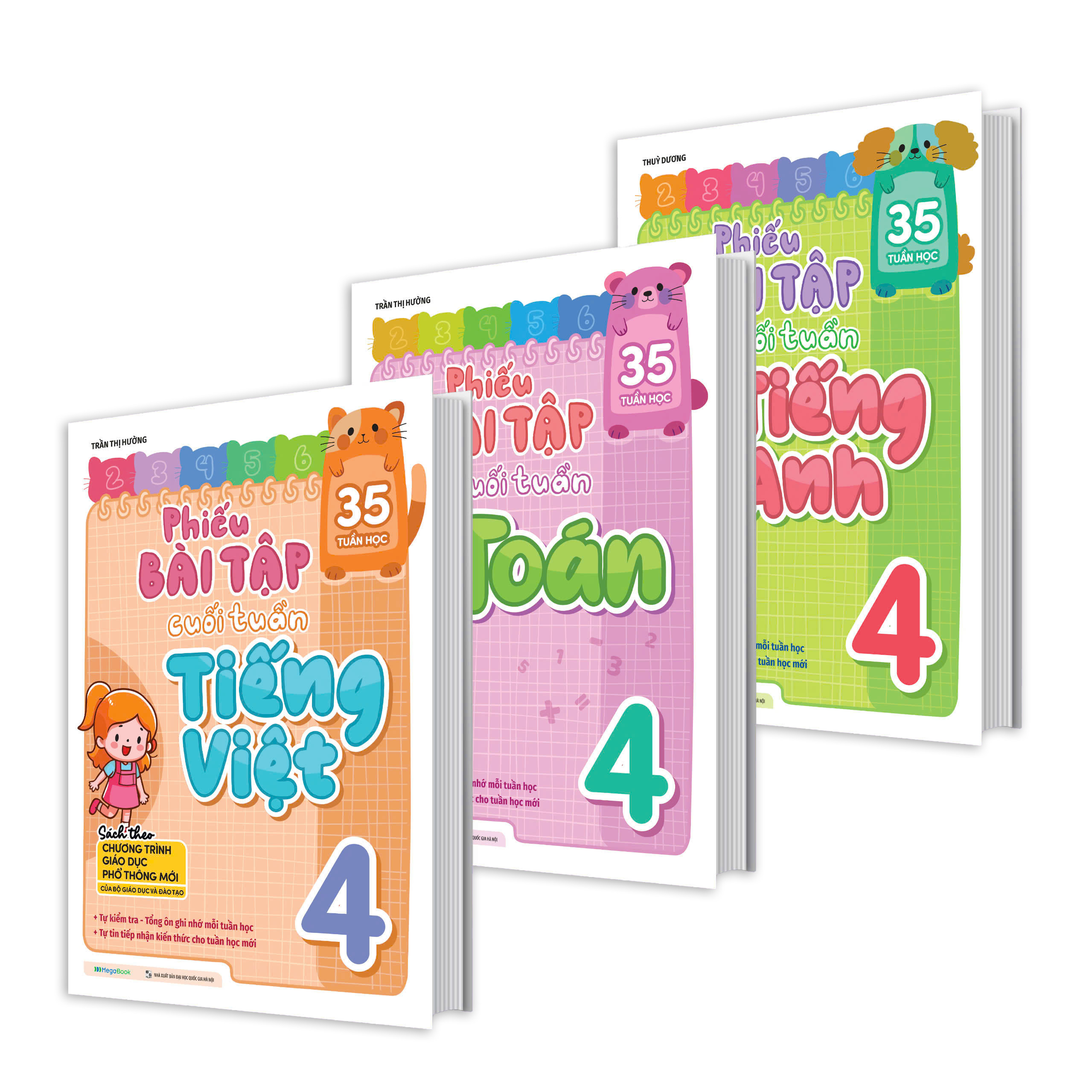 Combo Phiếu Bài Tập Cuối Tuần Toán, Tiếng Việt, Tiếng Anh Lớp 4 (3 Cuốn)