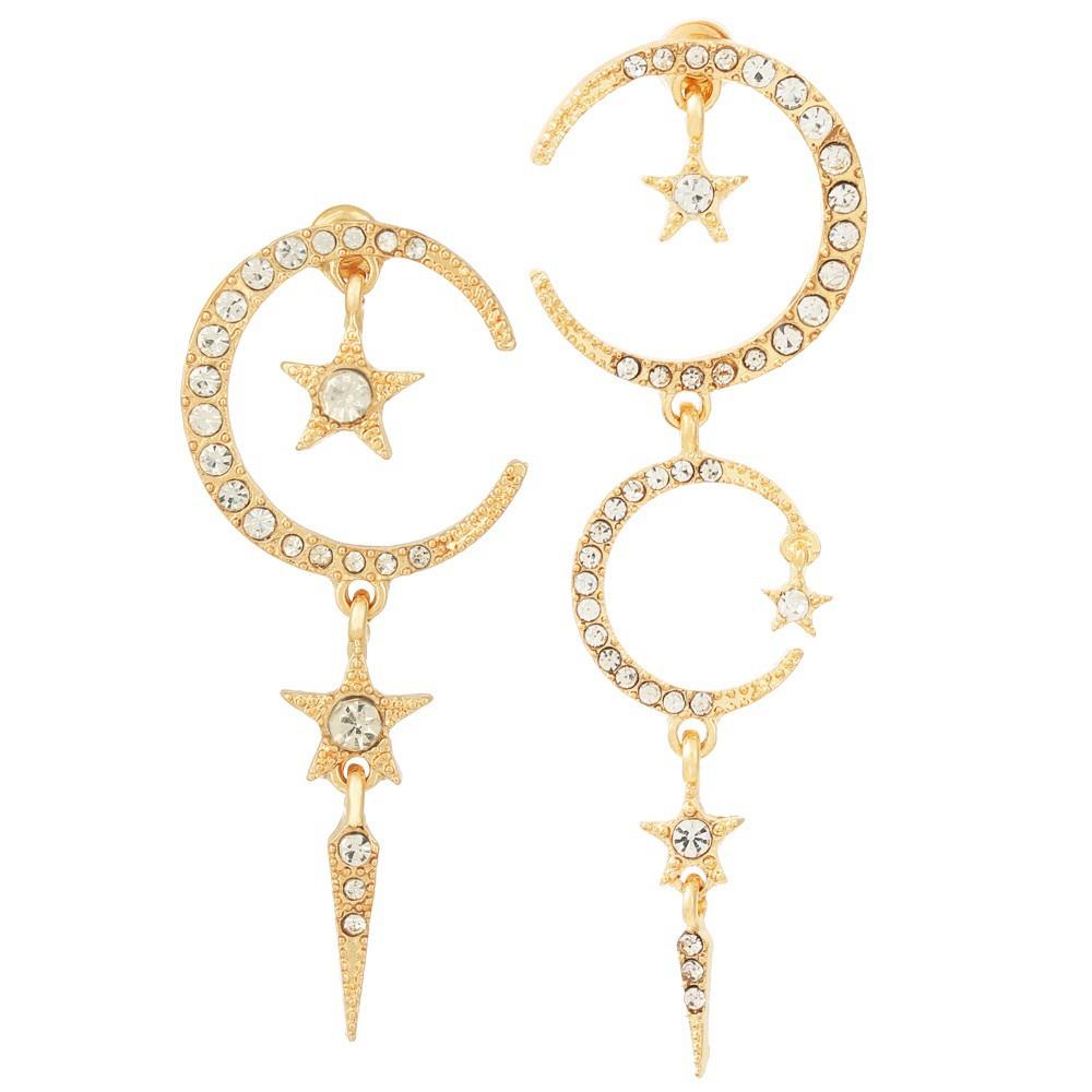 ☆YOLA☆ Women Drop Jewelry Moon Earrings Asymmetrical Sun Celestial Space Girls Star