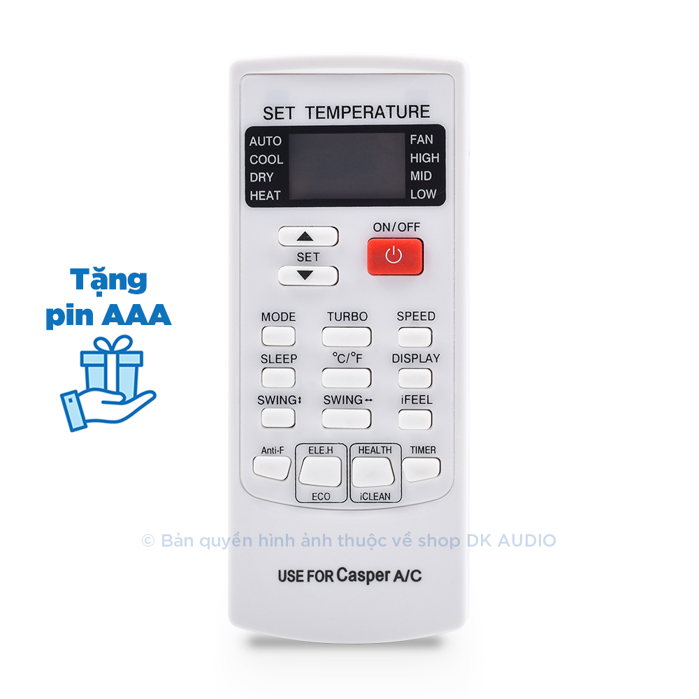 Remote điều khiển cho điều hoà Casper phím bấm cao su mềm nhạy, vỏ nhựa cao cấp