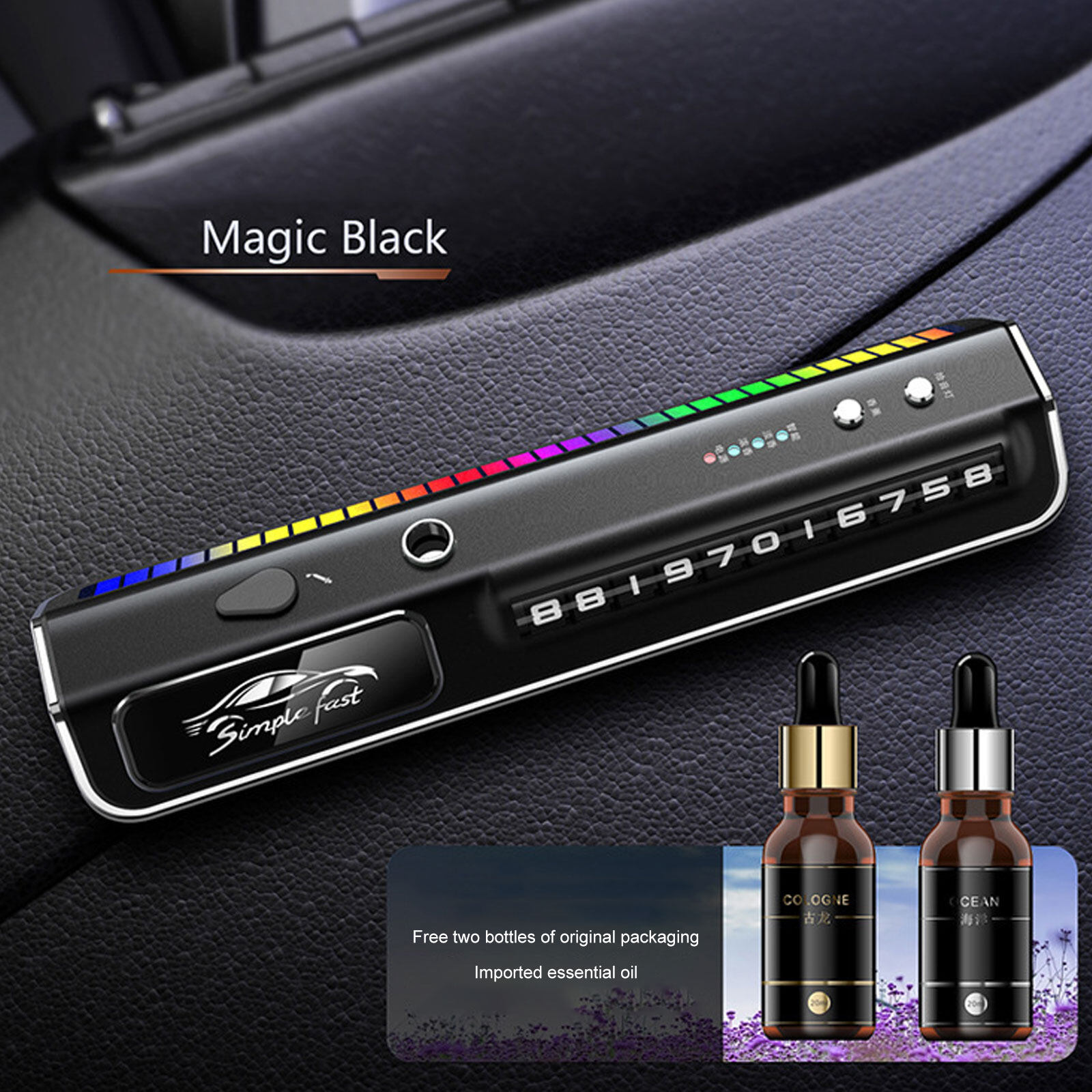 Nước hoa Ô Tô, Cảm Biến Nhạc Số Đỗ Xe RGB FAST CAR 3in1 cao cấp