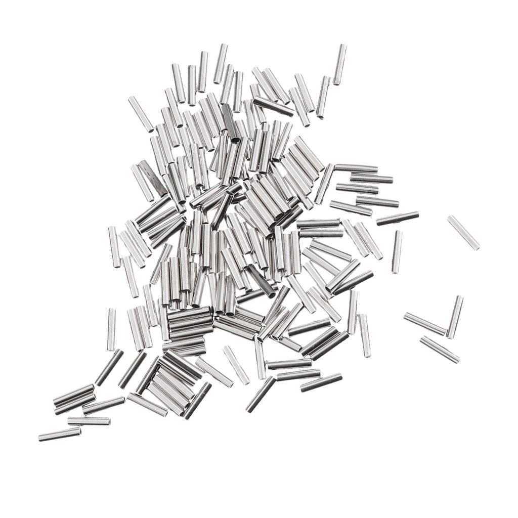 400pcs 1.2/1.4mm Fishing Wire Leader Crimps Single Barrel Crimping Sleeves 100% Copper Tube Connector Fishing Tackle Kit