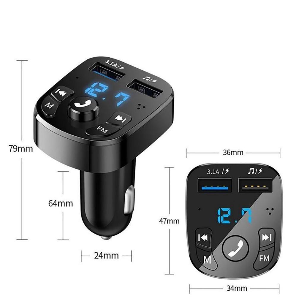 Máy nghe nhạc MP3 bluetooth không dây hai cổng sạc USB cho xe hơi