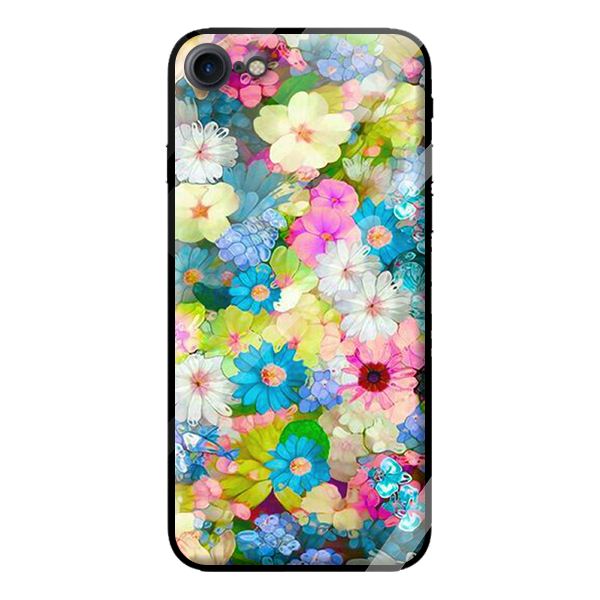 Ốp kính cường lực cho iPhone 7 mẫu HOA HỒNG XANH 2 - Hàng chính hãng