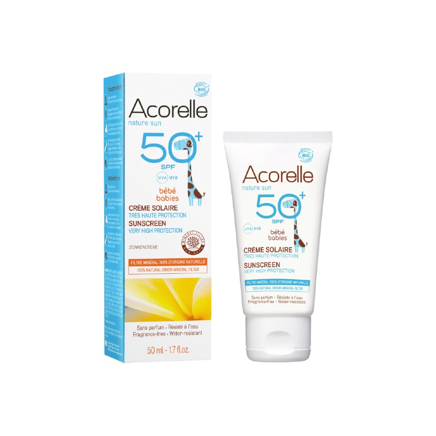 [AN TOÀN CHO BÉ] Kem Chống Nắng Hữu Cơ Acorelle SPF 50+ Cho Bé 50ml