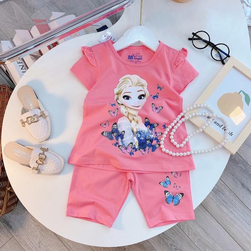 Bộ bé gái công chúa Elsa - nhân vật hoạt hình bé gái nào cũng mê với bốn màu hồng phấn, hồng sen, ghi, vàng
