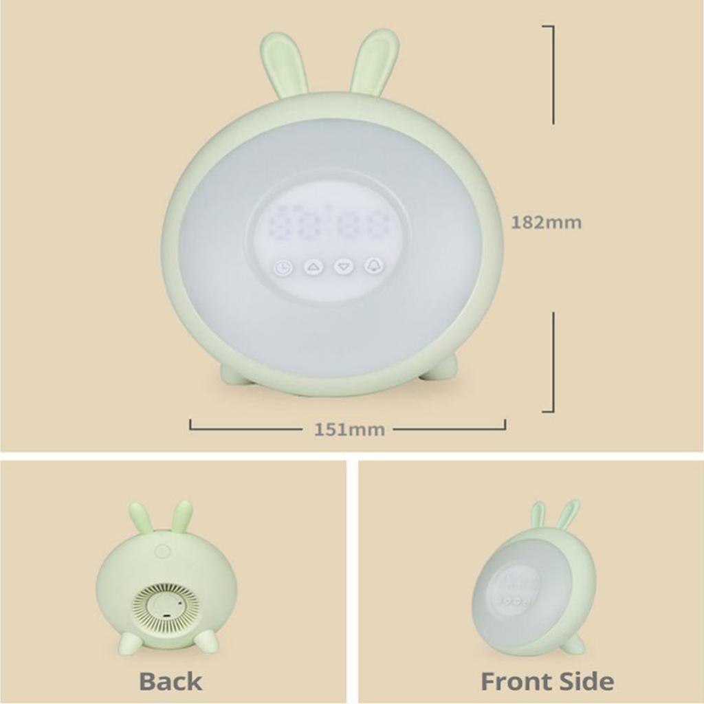 Night Light Clock for Kids, Cute Animal Bunny Nightlights for Baby Toddler Children Girls, Rechargeable 7 Changing Colors Table Lamp for Bedroom