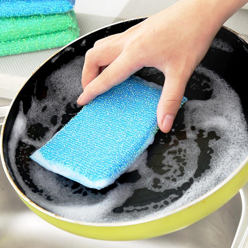 Mút Rửa Chén Hai Mặt Ánh Kim Loại Dùng Rửa Nồi Chén Đĩa Nhà Bếp