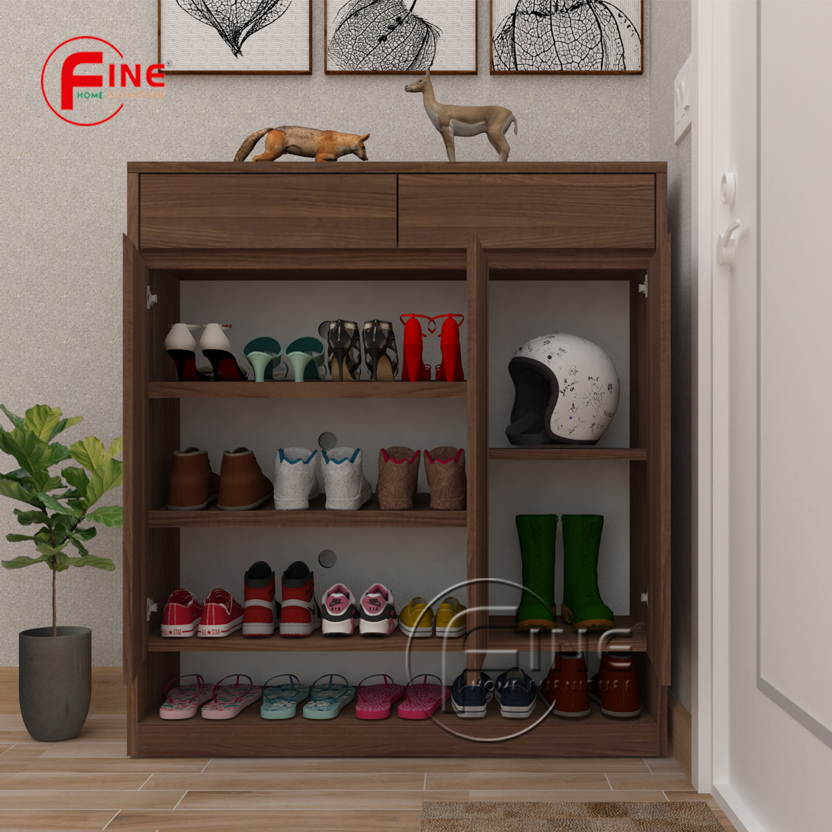 Tủ Giày Dép FINE hiện đại sang trọng phong cách thời trang FTG014 phù hợp cho Căn Hộ, Nhà Phố