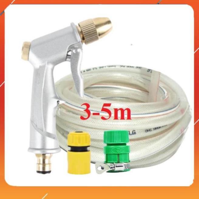 ️Evoucher Bộ dây vòi xịt nước rửa xe, tưới cây , tăng áp 3 lần, loại 3m, 5m 206701Rđầu đồng, cút+ túi đựng bút