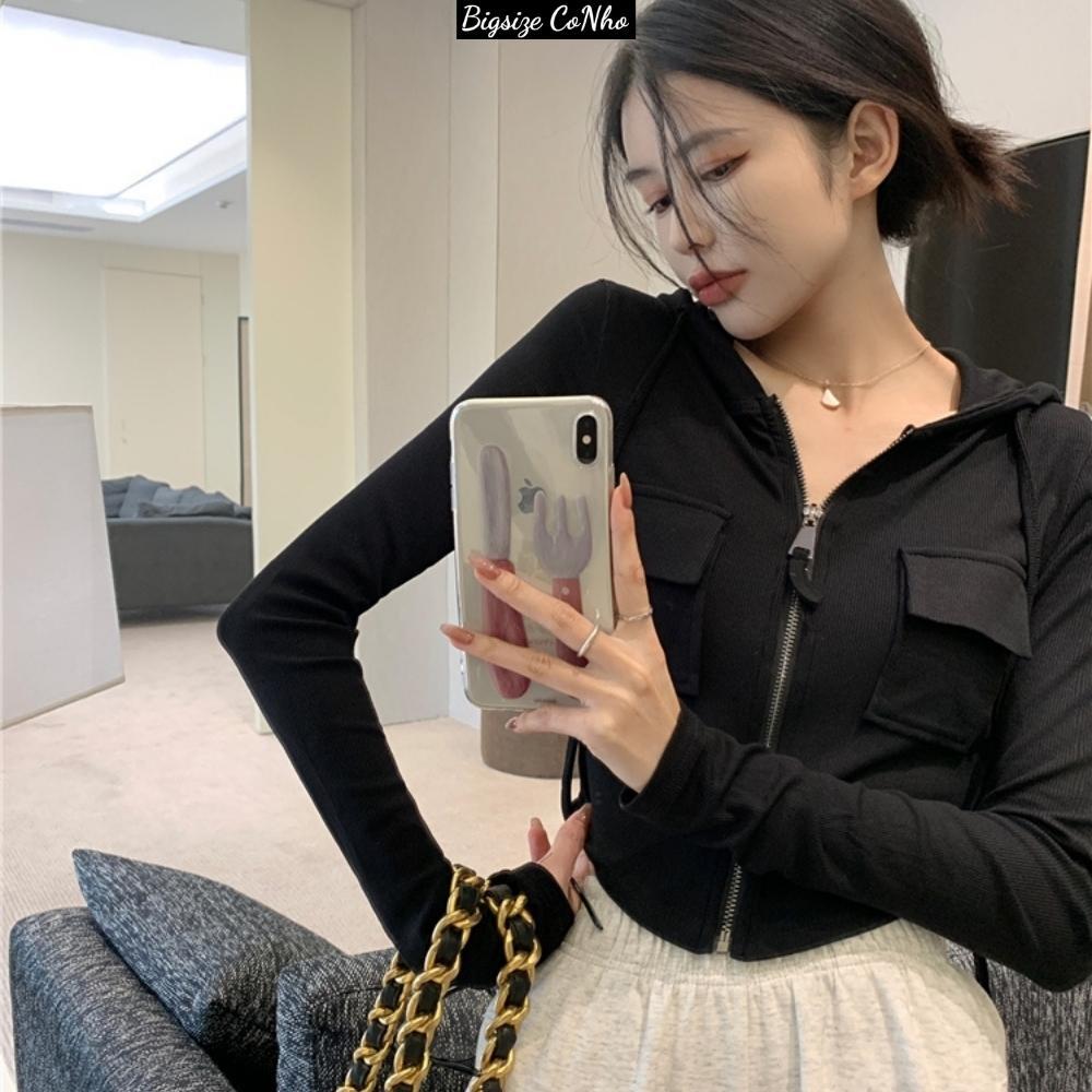 Áo khoác bigsize nữ thun gân cao cấp, Áo khoác ngoài nữ giành cho nàng Chuppy 58-95kg BIGSIZE CÔ NHỎ G18