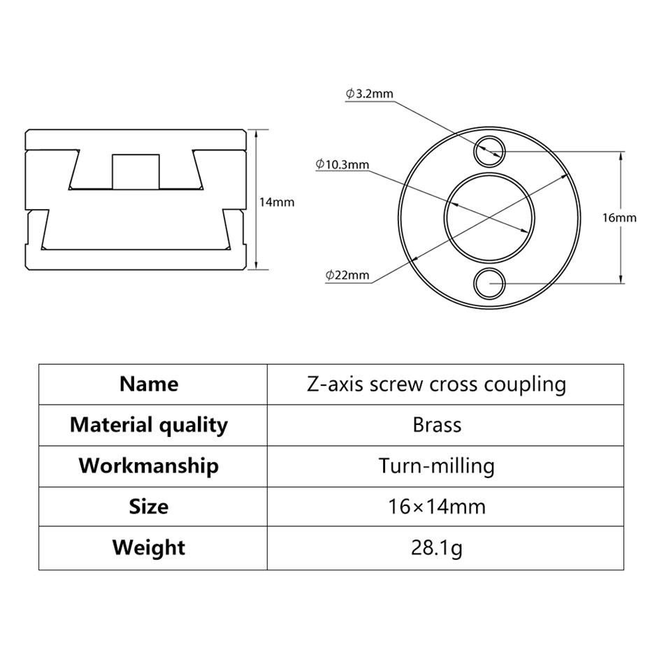 KINGROON 16mm Khớp nối Oldham T8 Vít trục Z Giường nóng Giảm In xoay Bộ phận máy in 3D CNC Khớp nối trục linh hoạt Hình trụ