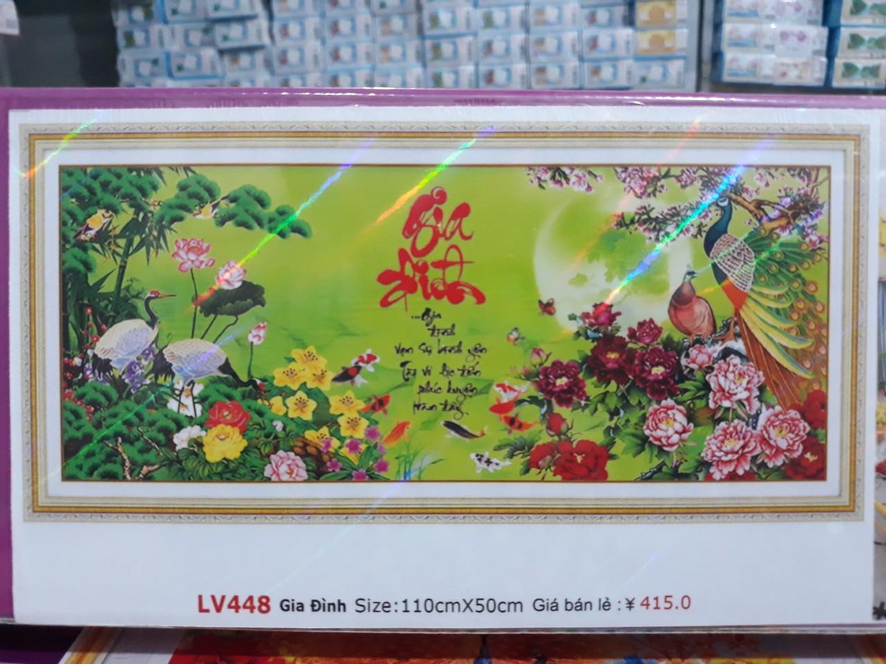 Tranh đính đá gia đình hạnh phúc LV448 - 110 x 50 cm - chưa đính