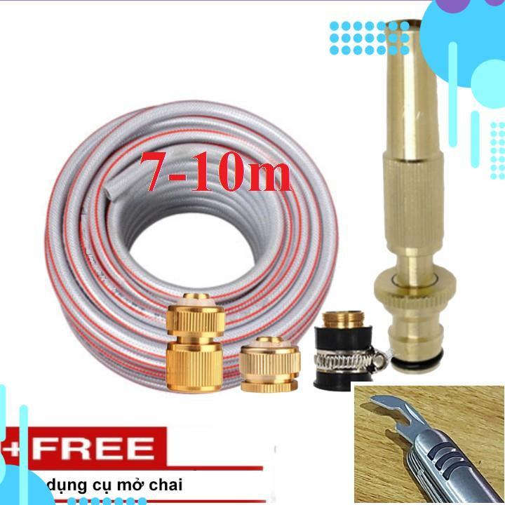 Bộ dây vòi xịt ️bơm nước phun sương️ , tăng áp 3 lần, loại 7m, 10m 206587 đầu đồng,cút đồng+ mở chai