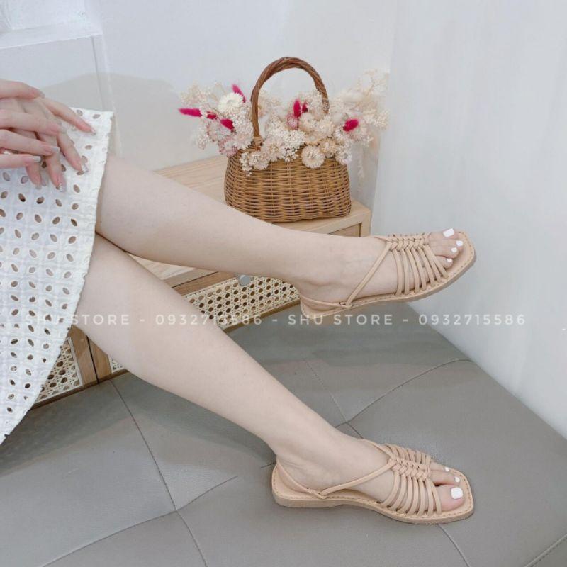 Dép sandal xương cá đế bệt Shu Store - Dép sandal thời trang xinh xắn