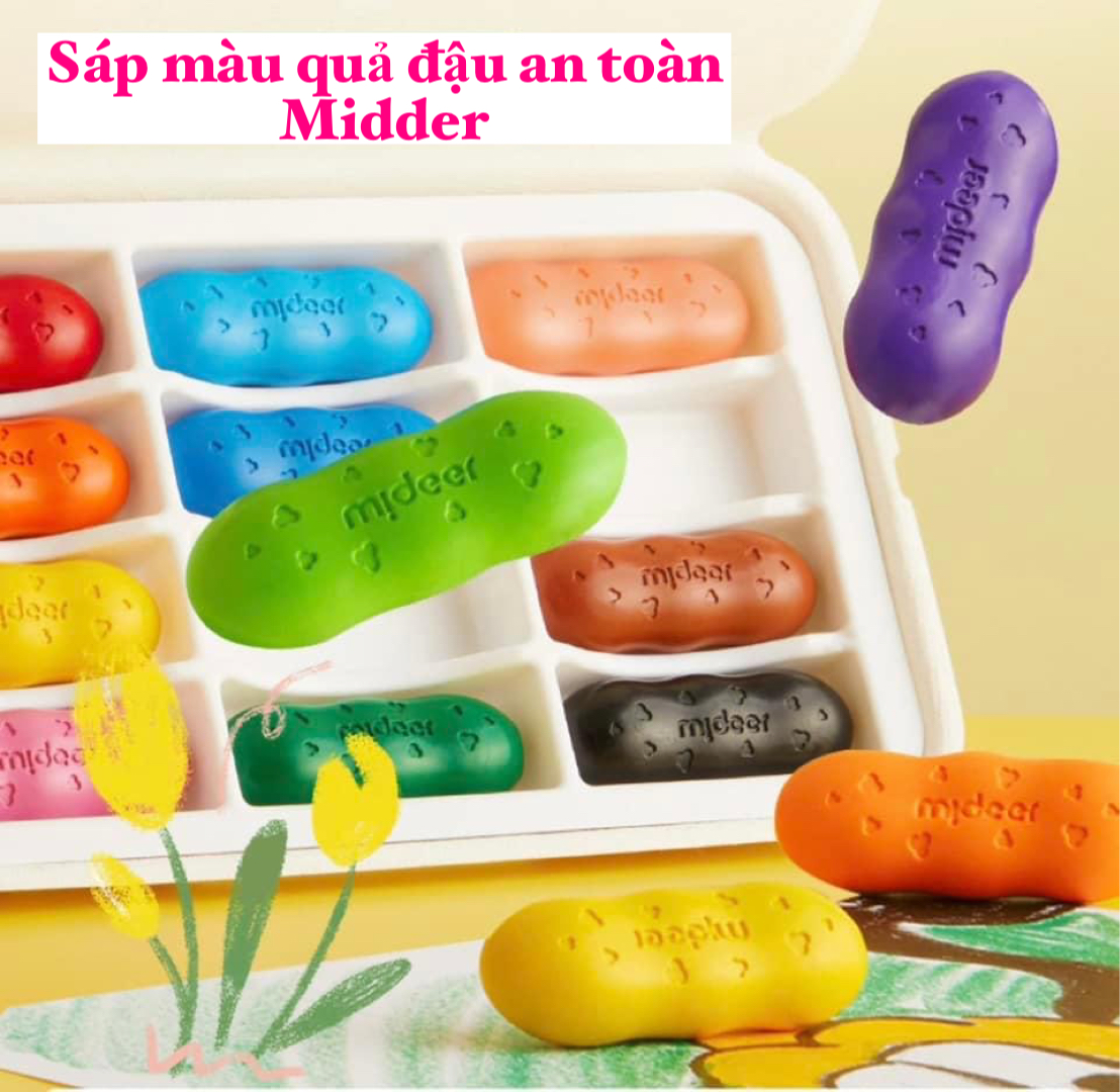 Bút Sáp Màu Lụa Hữu Cơ Quả Đậu Mideer Pease Crayons Cho Bé Từ 18m