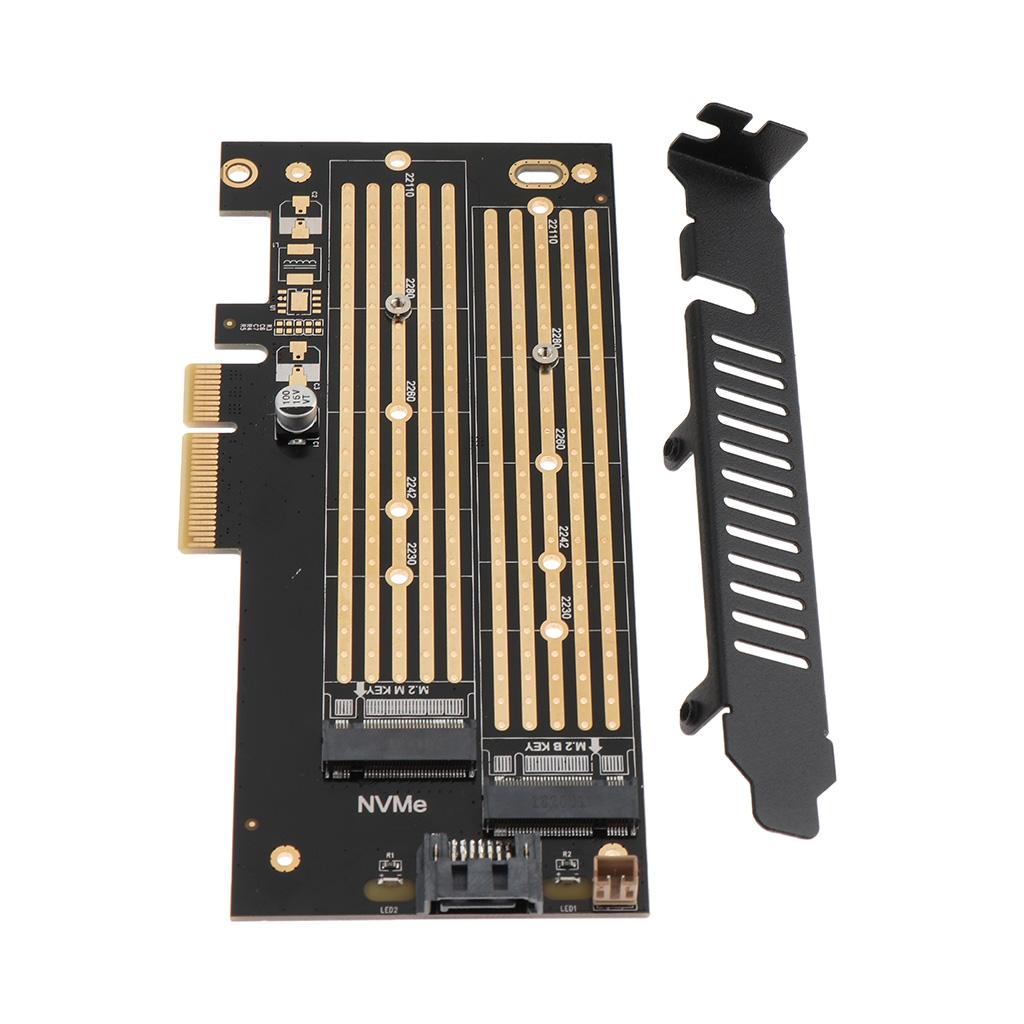 M.2 NVMe SSD NGFF TO PCI-E3.0 X4 Adapter Board M Key / B Key Add On Card