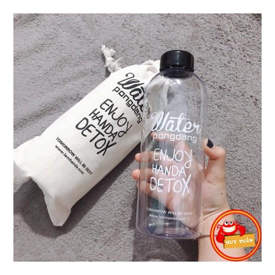 Bình Nước Trong suốt Detox WATER PONGDANG Detox 600ml + 1000ml CAO CẤP /Tặng Kèm Túi siêu tiện lợi
