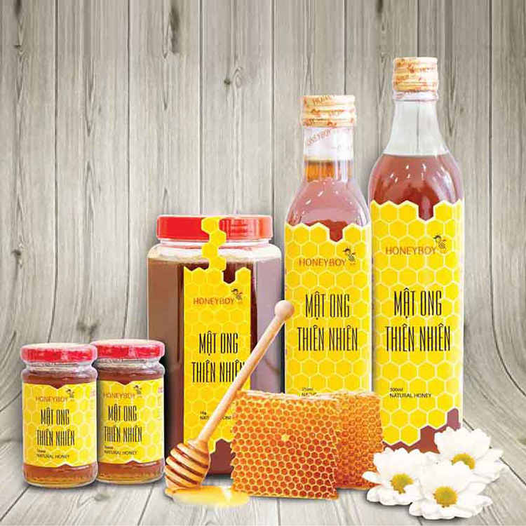 Combo Mật Ong Thiên Nhiên Honeyboy (1kg) + Mật Ong Sữa Chúa Honeyboy (500ml)