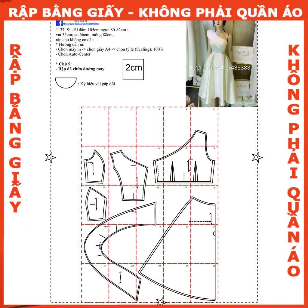 Rập đầm trễ vai cúp ngực mã 1137- giấy A0 (BẢN VẼ)