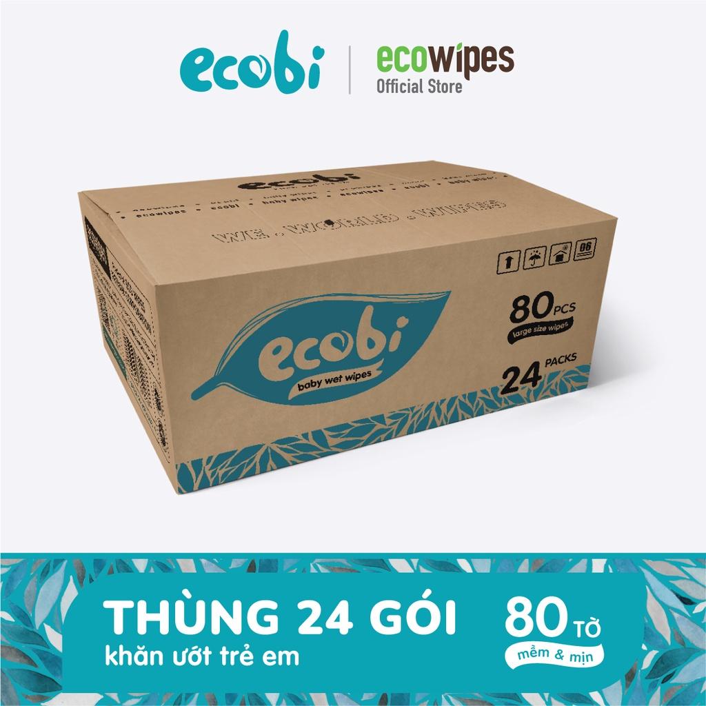 Thùng 24 Gói Khăn ướt em bé Ecobi (80 tờ/gói) Không Mùi