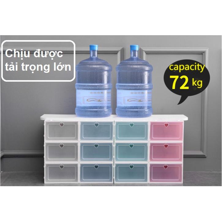 Hộp đựng giày dép nắp mở Nhựa mỏng nhẹ gấp siêu gọn, nắp cứng trong suốt, size lớn chịu lực