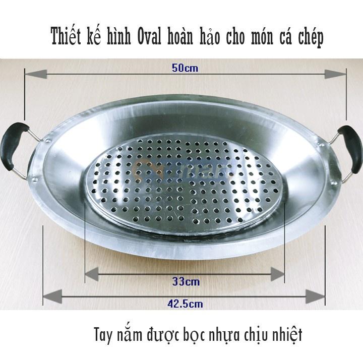Khay cá chép om dưa - Inox Cao cấp có kèm khay chống khê - Hàng nguyên khối - Giao nhanh - Đổi mới dễ dàng