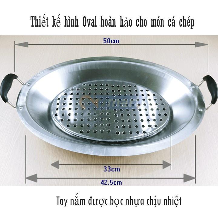 Khay cá chép om dưa - Inox Cao cấp có kèm khay chống khê (cháy) - Hàng nguyên khối - Giao nhanh - Đổi mới dễ dàng