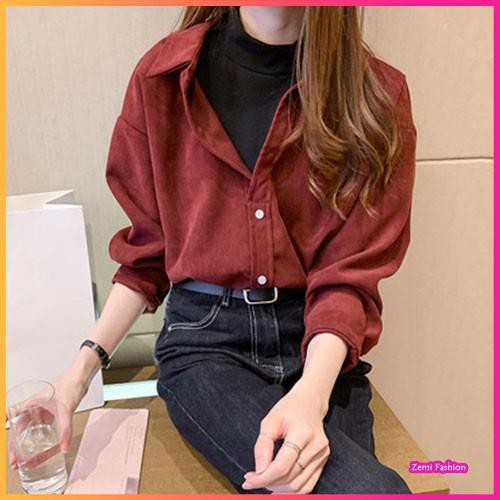 Áo Sơ Mi Nữ Dáng Rộng Trơn Thời Trang Công Sở