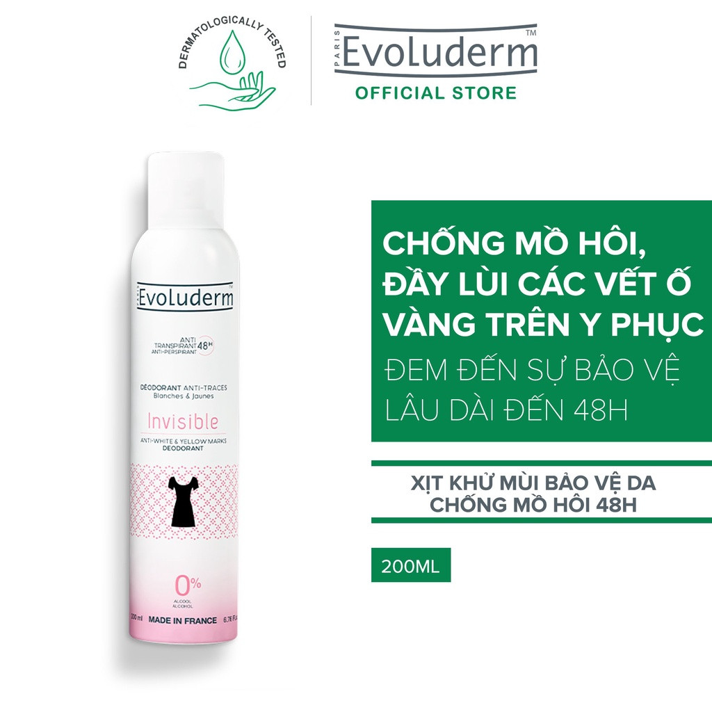 Xịt khử mùi cơ thể 48h Anti Traces Evoluderm 200ml (15253)