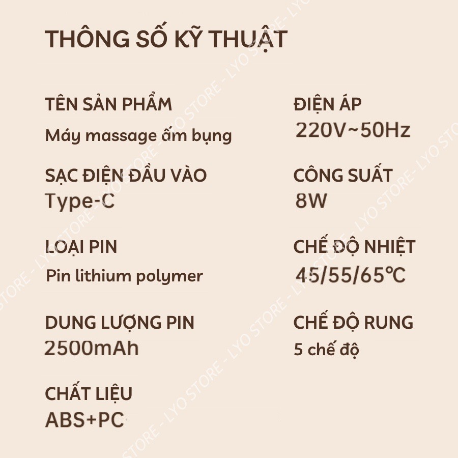 Máy massage làm ấm bụng AIFS, giảm đau bụng đau lưng cho bạn gái đến Kì, Đai đeo chườm nóng giảm đau bụng kinh nguyệt