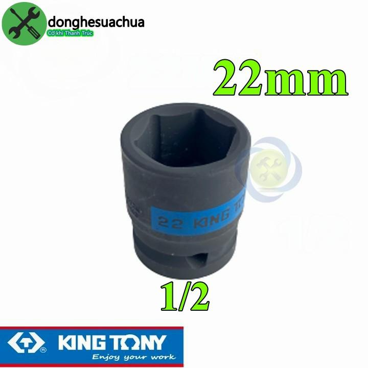 Tuýp 22mm loại 1/2 Kingtony 453522M ngắn 6 cạnh màu đen