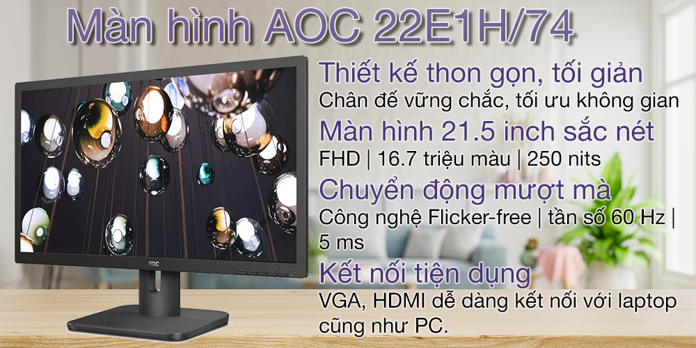 Màn hình máy tính AOC 22E1H 21.5 inch FHD 60hz