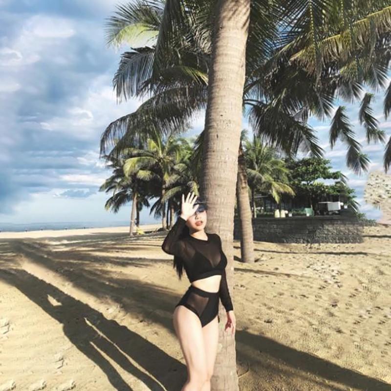 Bikini 2 mảnh dài tay lưới ren kín đáo che khuyết điểm quyến rũ vải bơi dày dặn co giãn tốt QP017