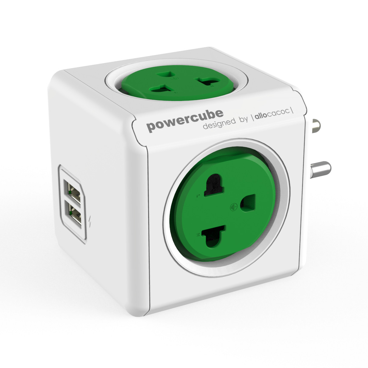 Ổ Cắm Điện Allocacoc PowerCube Original + 2 Sạc USB - Hàng Chính Hãng