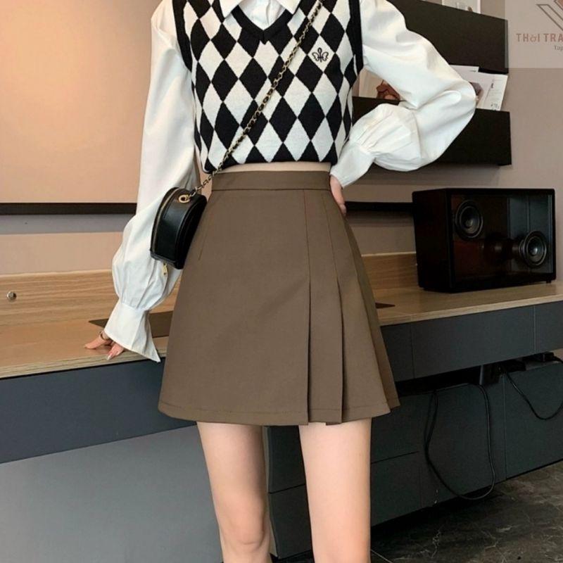 Chân Váy Chữ A xếp ly dáng ngắn 40cm