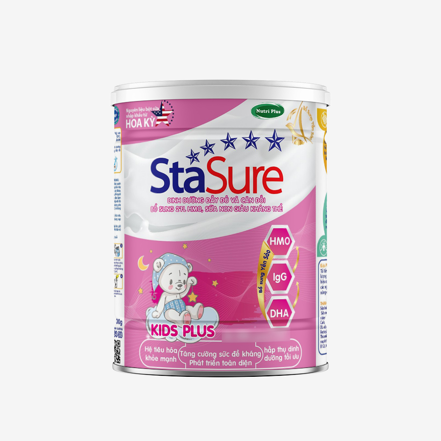 Sữa Bột KIDS PLUS Stasure Dinh Dưỡng đầy đủ và cân đối, Bổ sung sữa non giàu kháng thể(900g)