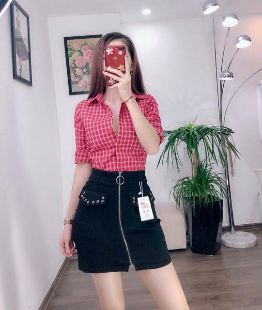 Áo sơ mi kẻ cổ đức dài tay thiết kế