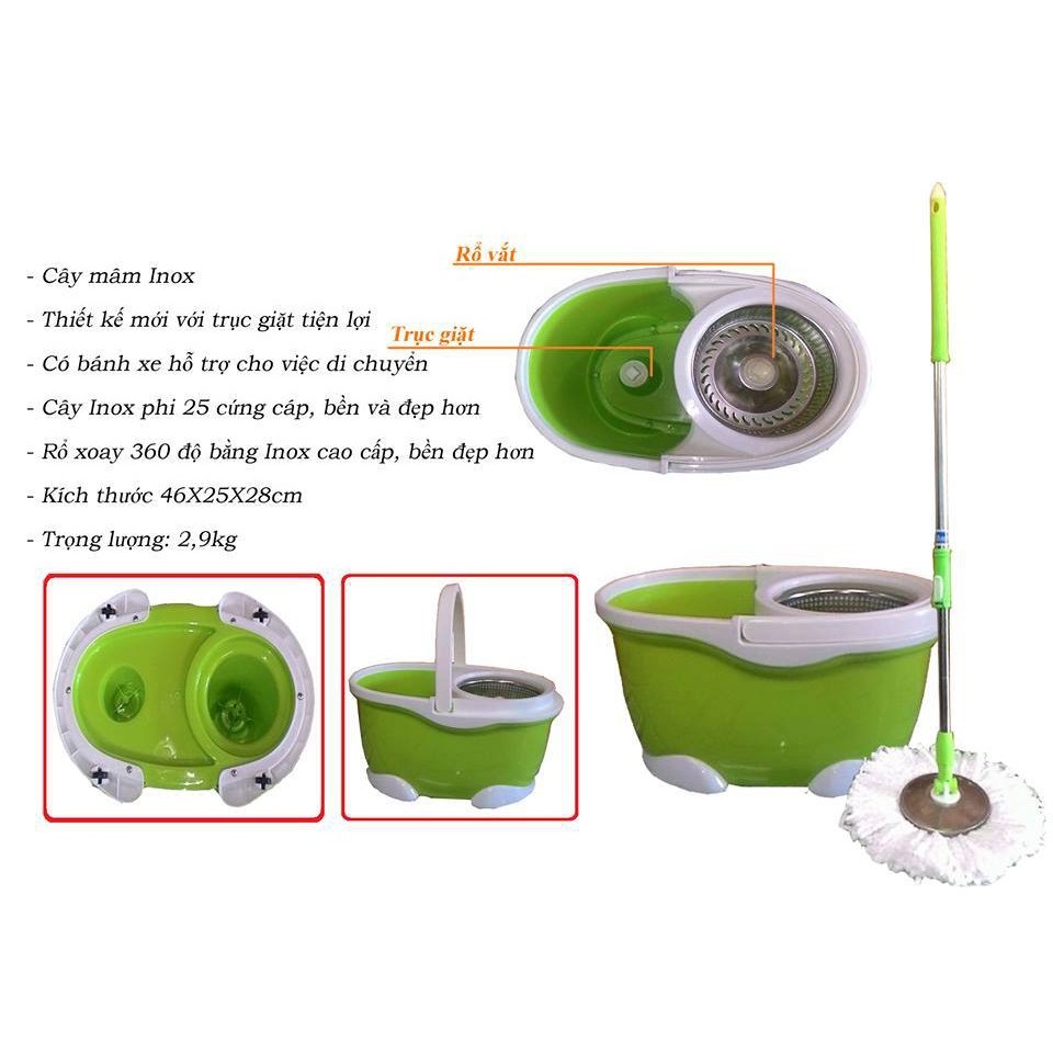 Bộ Lau Nhà Xoay 360 Độ X3 - Màu Ngẫu Nhiên - Hàng Chính Hãng