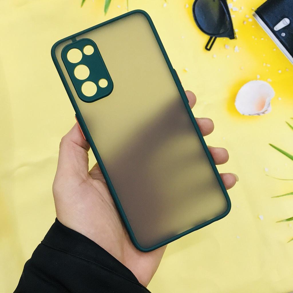 Ốp lưng cao cấp lưng nhám viền màu chống sốc bảo vệ camera dành cho OPPO Reno5 không bám vân tay