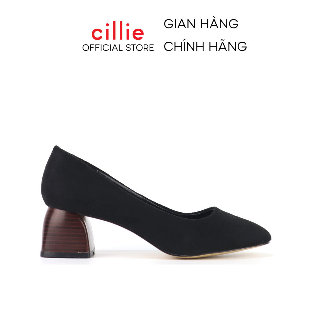 Giày cao gót nữ da lộn mũi vuông cao 5cm Cillie 1219