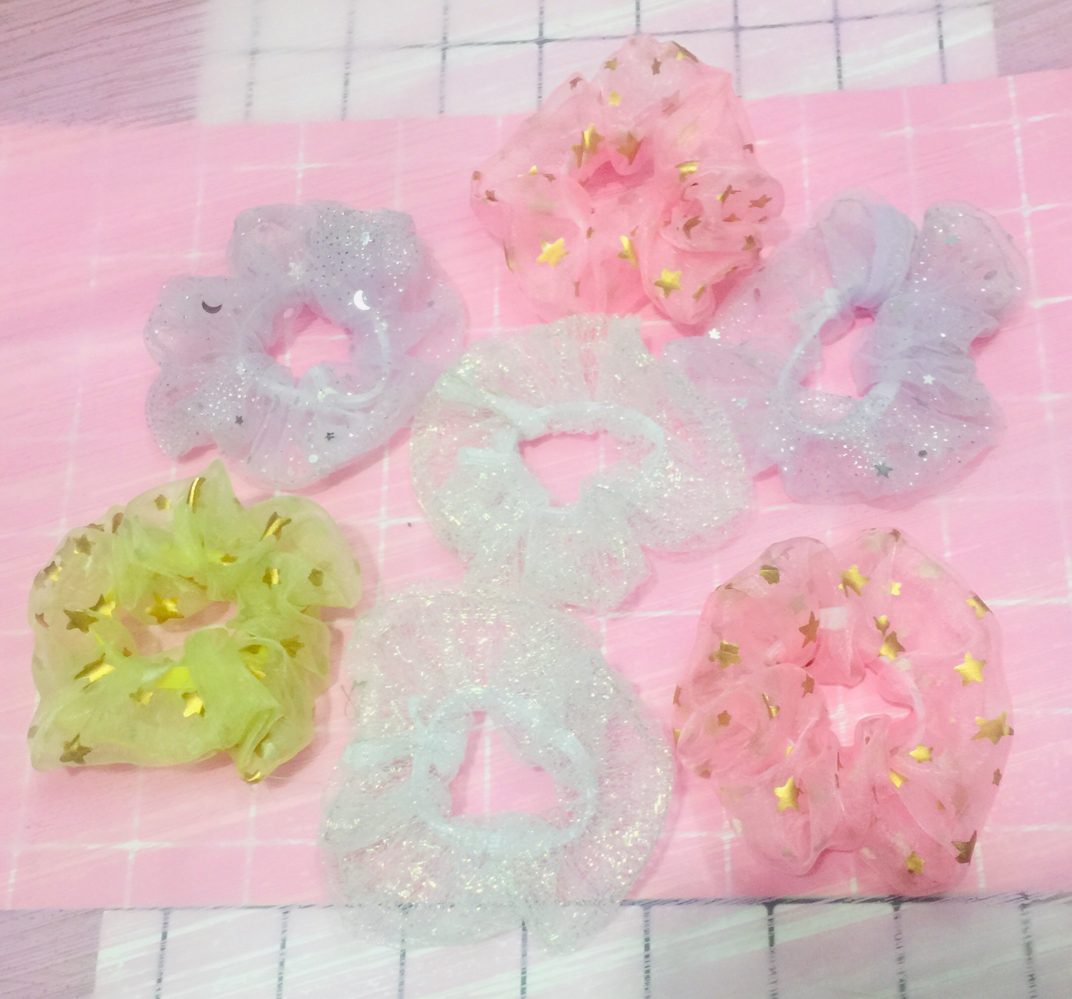 Set 10 dây chun buộc tóc Scrunchies nhiều mẫu tổng hợp giao ngẫu nhiên
