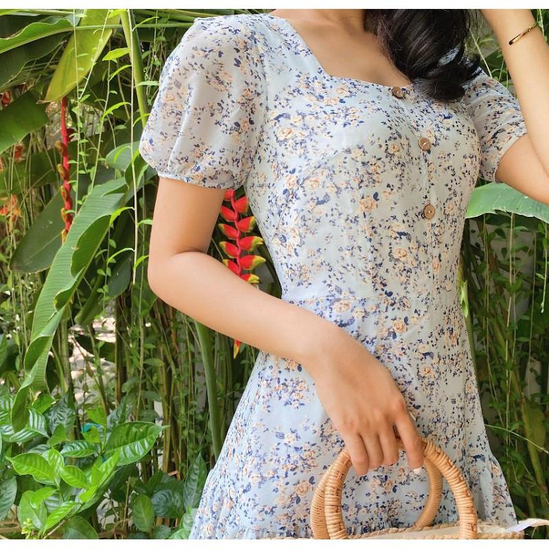 Đầm voan hoa nhí ,đầm hoa xếp tầng ,đầm hoa xinh,đầm dạo phố