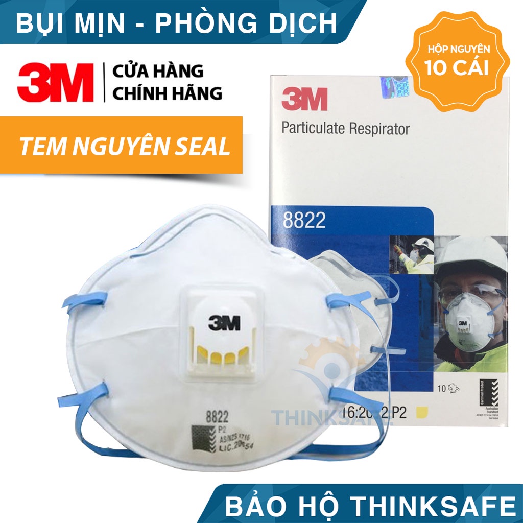 Khẩu trang 3m có van thở - Khẩu trang phòng dịch 3M 8822 đạt chuẩn N95 chống bụi, chống độc, Khẩu trang 3D mask chính hãng